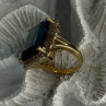 925 Sterling Silver Gold Plated Sapphire & Beryl Ring Size 9