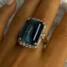 925 Sterling Silver Gold Plated Sapphire & Beryl Ring Size 9