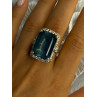 925 Sterling Silver Gold Plated Sapphire & Beryl Ring Size 9