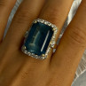 925 Sterling Silver Gold Plated Sapphire & Beryl Ring Size 9