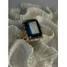 925 Sterling Silver Gold Plated Sapphire & Beryl Ring Size 9