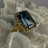 925 Sterling Silver Gold Plated Sapphire & Beryl Ring Size 9