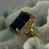 925 Sterling Silver Gold Plated Sapphire & Beryl Ring Size 9