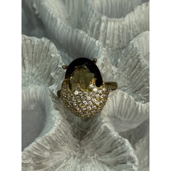 925 Sterling Silver Alpanite & CZ Ring Size 8.5 Length 0.78 Inch