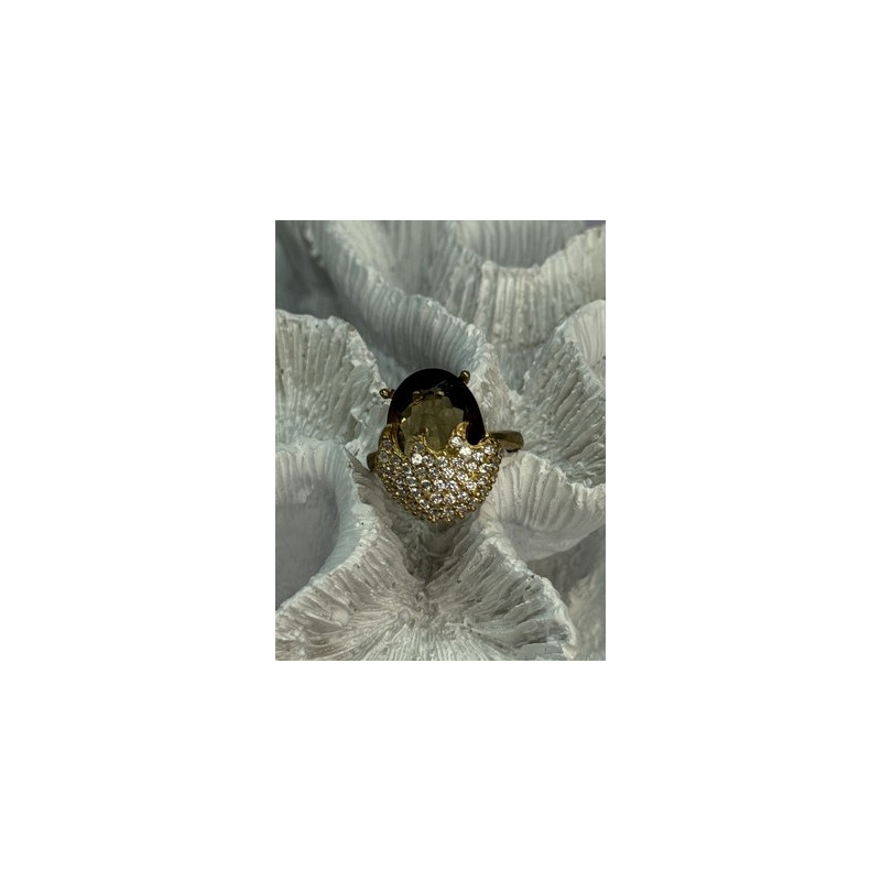 925 Sterling Silver Alpanite & CZ Ring Size 8.5 Length 0.78 Inch