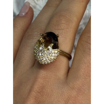 925 Sterling Silver Alpanite & CZ Ring Size 8.5 Length 0.78 Inch