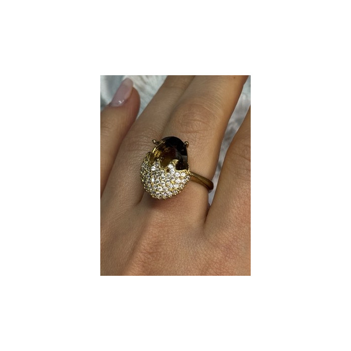 925 Sterling Silver Alpanite & CZ Ring Size 8.5 Length 0.78 Inch