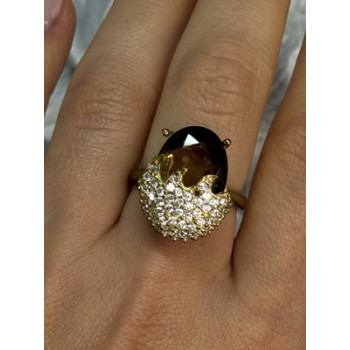 925 Sterling Silver Alpanite & CZ Ring Size 8.5 Length 0.78 Inch