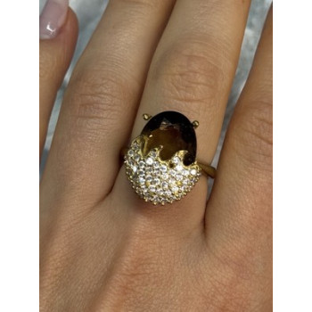 925 Sterling Silver Alpanite & CZ Ring Size 8.5 Length 0.78 Inch