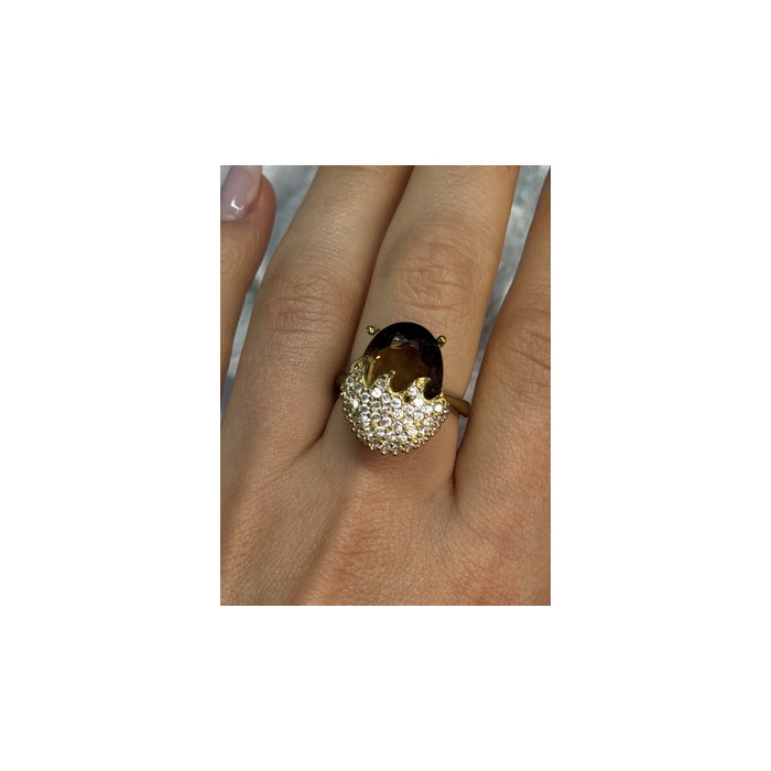 925 Sterling Silver Alpanite & CZ Ring Size 8.5 Length 0.78 Inch