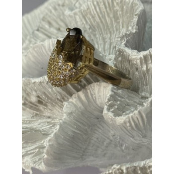 925 Sterling Silver Alpanite & CZ Ring Size 8.5 Length 0.78 Inch