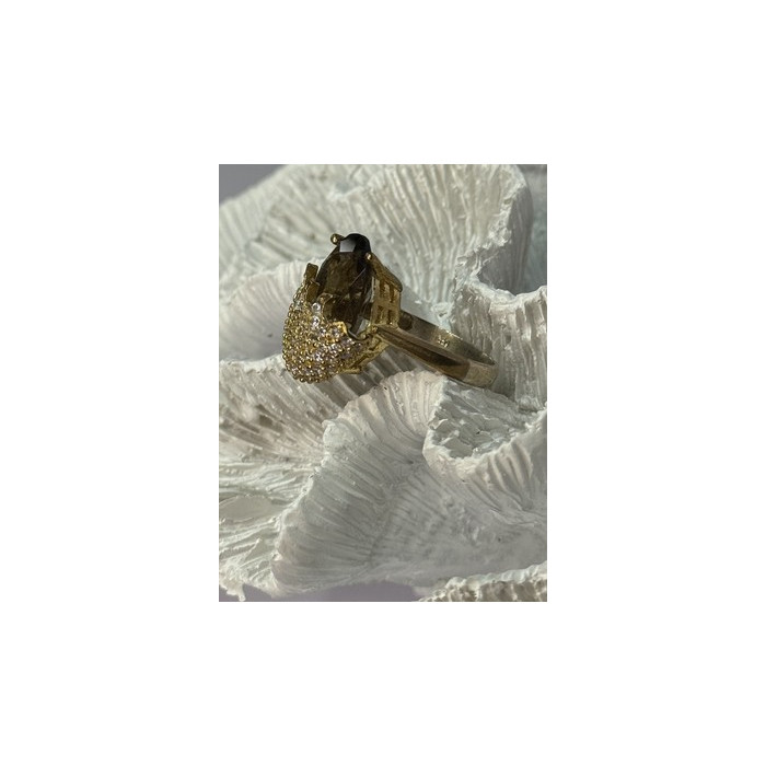 925 Sterling Silver Alpanite & CZ Ring Size 8.5 Length 0.78 Inch