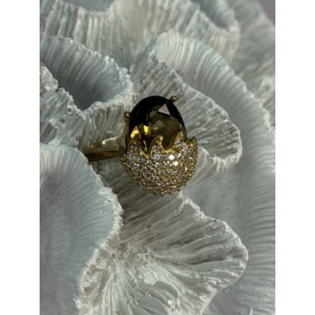 925 Sterling Silver Alpanite & CZ Ring Size 8.5 Length 0.78 Inch
