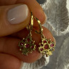 925 Sterling Silver Gold Plated Pink Topaz Earrings Length 1.1 Inch