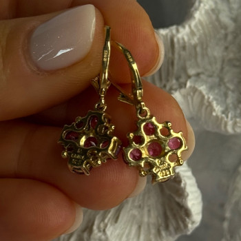 925 Sterling Silver Gold Plated Pink Topaz Earrings Length 1.1 Inch
