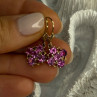 925 Sterling Silver Gold Plated Pink Topaz Earrings Length 1.1 Inch