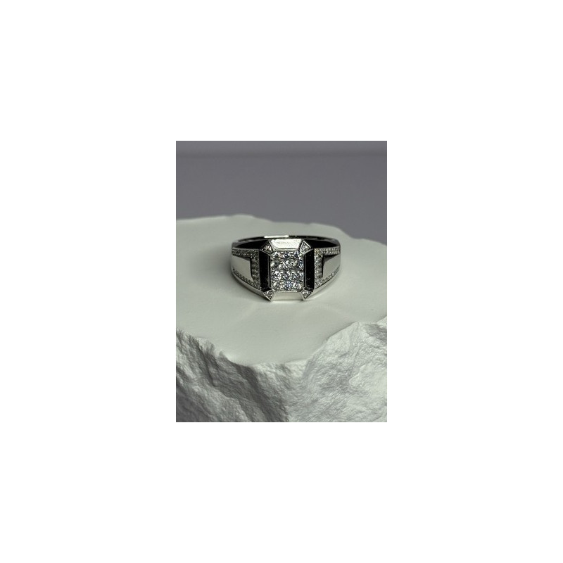 925 Sterling Silver CZ Men's Ring Size 12
