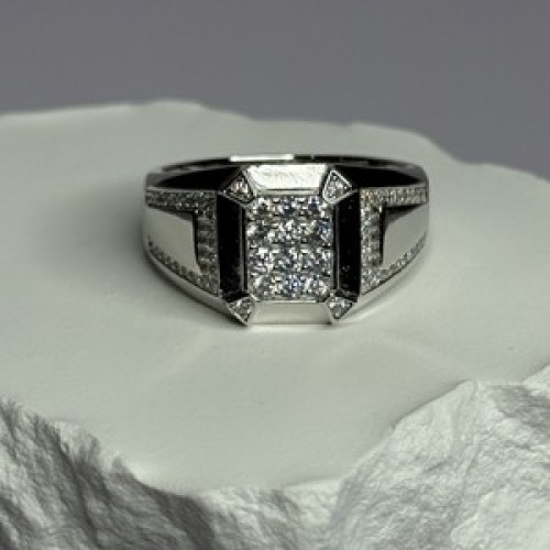 925 Sterling Silver CZ Men'S Ring Size 12