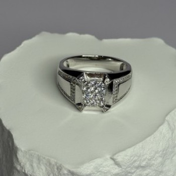 925 Sterling Silver CZ Men'S Ring Size 12