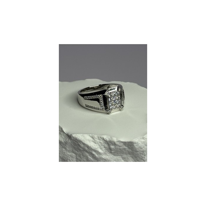925 Sterling Silver CZ Men's Ring Size 12