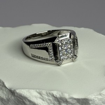 925 Sterling Silver CZ Men'S Ring Size 12