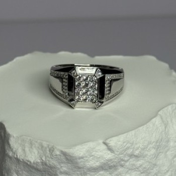 925 Sterling Silver CZ Men'S Ring Size 12