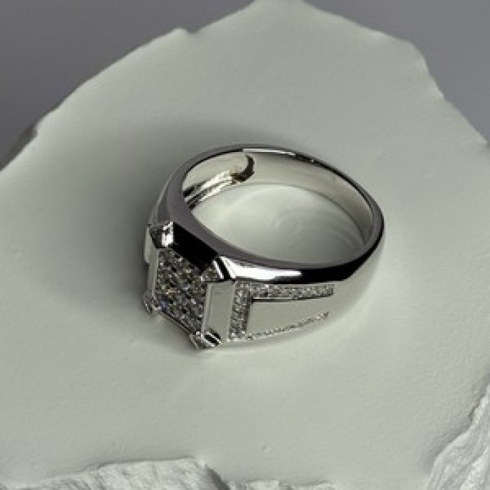 925 Sterling Silver CZ Men'S Ring Size 12