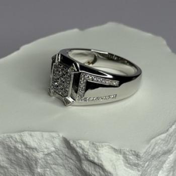 925 Sterling Silver CZ Men'S Ring Size 12