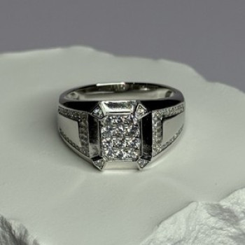 925 Sterling Silver CZ Men'S Ring Size 12