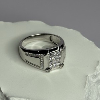 925 Sterling Silver CZ Men'S Ring Size 12