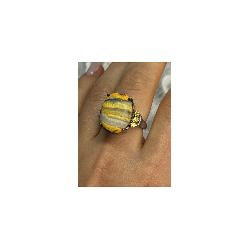 925 STERLING SILVER YASHMA & CITRINE RING SIZE 8