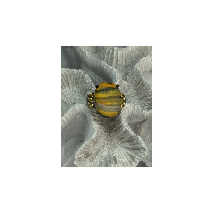 925 STERLING SILVER YASHMA & CITRINE RING SIZE 8