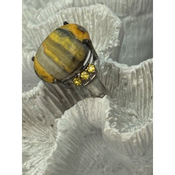 925 STERLING SILVER YASHMA & CITRINE RING SIZE 8