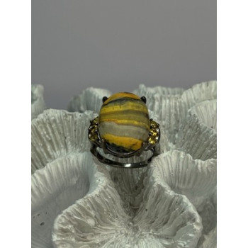 925 STERLING SILVER YASHMA & CITRINE RING SIZE 8
