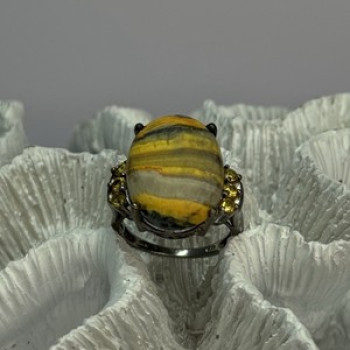 925 Sterling Silver Yashma & Citrine Ring Size 8