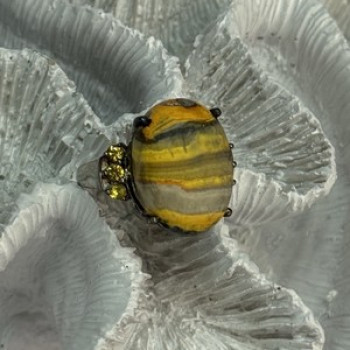 925 Sterling Silver Yashma & Citrine Ring Size 8