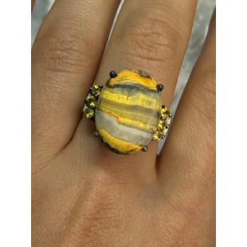 925 STERLING SILVER YASHMA & CITRINE RING SIZE 8