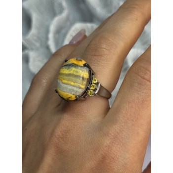 925 STERLING SILVER YASHMA & CITRINE RING SIZE 8