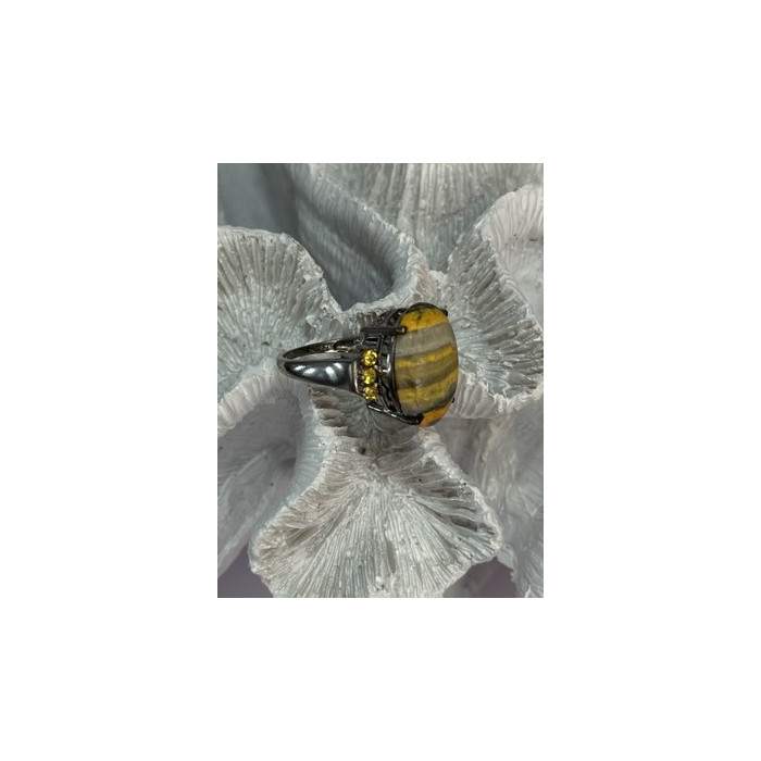 925 STERLING SILVER YASHMA & CITRINE RING SIZE 8