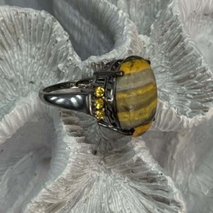 925 Sterling Silver Yashma & Citrine Ring Size 8