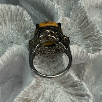 925 Sterling Silver Yashma & Citrine Ring Size 8