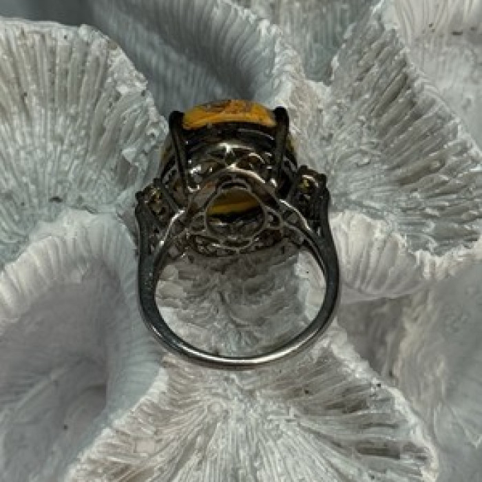 925 Sterling Silver Yashma & Citrine Ring Size 8