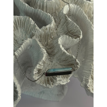 925 Sterling Silver Blue Larimar Necklace Length 18/16 Inch