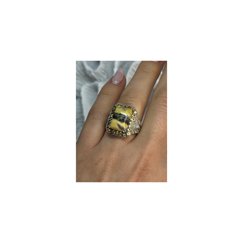 925 STERLING SILVER YASHMA CITRINE & BERYL RING SIZE 6