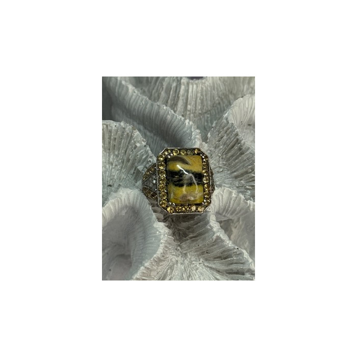 925 STERLING SILVER YASHMA CITRINE & BERYL RING SIZE 6