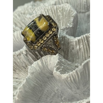 925 STERLING SILVER YASHMA CITRINE & BERYL RING SIZE 6