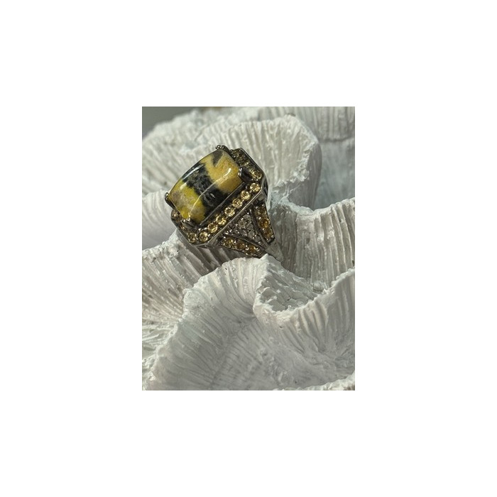 925 STERLING SILVER YASHMA CITRINE & BERYL RING SIZE 6