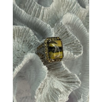 925 STERLING SILVER YASHMA CITRINE & BERYL RING SIZE 6