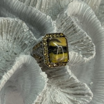 925 Sterling Silver Yashma Citrine & Beryl Ring Size 6