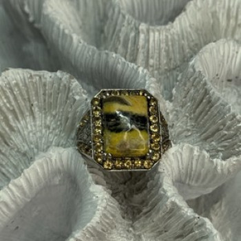 925 Sterling Silver Yashma Citrine & Beryl Ring Size 6